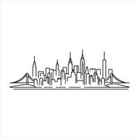 one line City silhouette white background vector