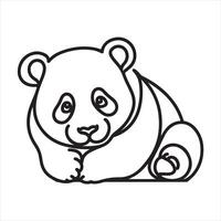single one line panda black silhouette vector