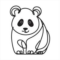 one line panda silhouette on white background vector