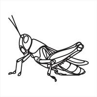 single one line grasshopper silhouette white background vector