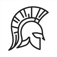 single one line spartan Helmet black silhouette on white background vector