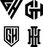 Initial letter GH, HG with triangle,polygonal monogram logo design vector
