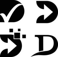 Initial letter D with arrow, checkmark, tech logo vector