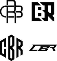 Initial letter CBR, RCB monogram logo design vector