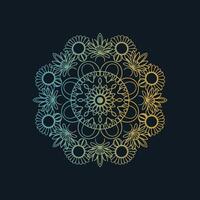 A circular design with flowers on a black background vector