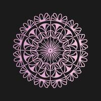 A circular design with pink flowers on a black background vector