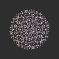 A circular design with pink flowers on a black background vector