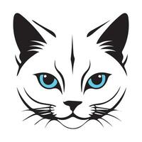 A cat's face with blue eyes on a white background vector
