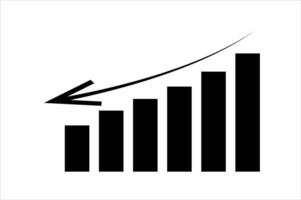 A graph bar with an arrow pointing upward vector
