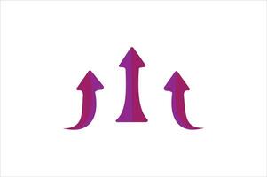 Three arrows pointing up in purple on a white background vector