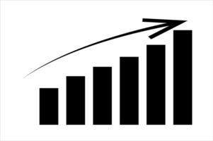 A graph bar with an arrow going up vector