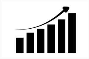 A graph bar chart with a rising line vector