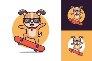 Playful Skater Dog in a Flat Modern Style vector