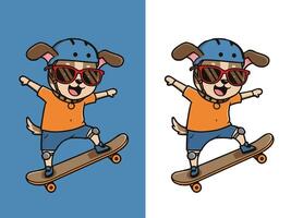 Happy Skateboarding Pup in a Minimalist Design vector