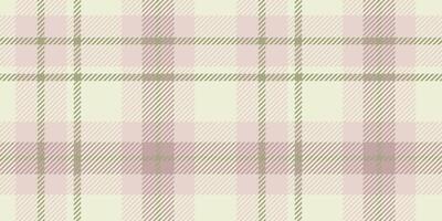 Traditional tartan pattern in soft, earthy tones of beige, light pink, and olive green, with a symmetrical design suitable for textiles and backgrounds. vector