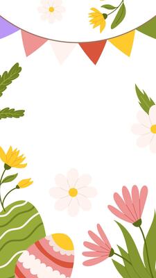 Easter eggs floral background spring greeting card template vertical banner social media story