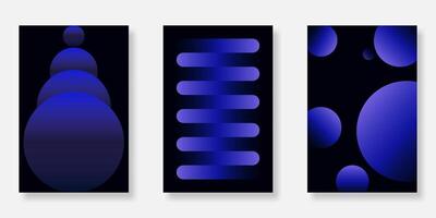 Set of abstract modern gradient poster background with minimalist geometric prism shapes vector