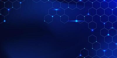 Hexagonal cyberspace blue background with abstract geometric design for medical, sicence and technology vector