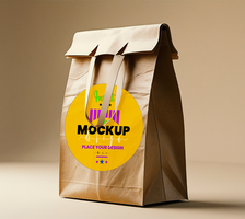High quality shopping bag mock up design with creative packaging, ideal as a paper bag or packet package for retail. psd