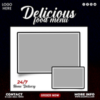Delicious Food Menu Banner Template Design in Square Size psd