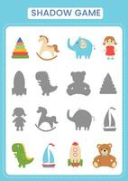 Find the correct shadow of toys. Matching game. Educational game for kids. Choose correct answer. Illustration on white background. vector