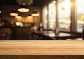 Table top in restaurant with blurred background photo