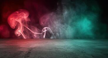 Colorful smoke on a black background photo