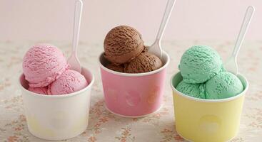 Three cups of ice cream photo
