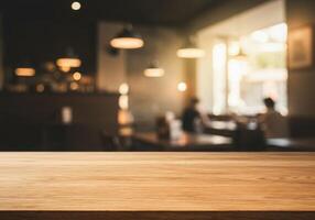 Table top in restaurant with blurred background photo