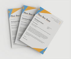 Four A5 papers arranged in an overlapping fan layout with modern design. psd