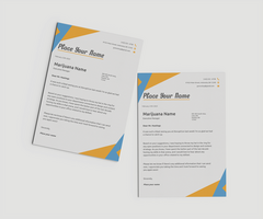 Clean A5 papers with geometric corner design, floating on white background psd