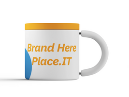Single insulated mug standing with clear branding area and customizable design. psd