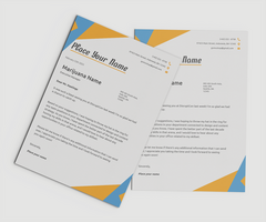 Set of two A5 papers in geometric style on white background. psd
