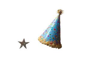 A birthday hat and star on a white background photo