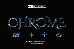Chrome Text Effect Shiny Style Shapes. Editable Text Effect. psd