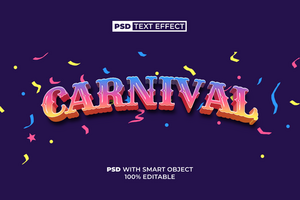 Carnival Text Effect Gradient 3D Style. Editable Text Effect. psd