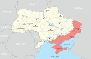 Political Map of Ukraine with Disputed Territories Highlighted vector
