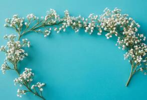 Lily of the valley flowers on blue background photo