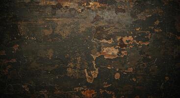 A grungy old metal wall with paint and rust photo