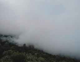 A view of the mountains and clouds from above photo