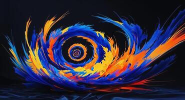 A colorful swirl of paint on a black background photo