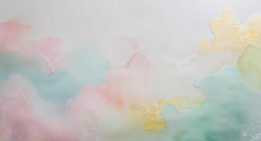 A painting of watercolor paint on a white wall photo