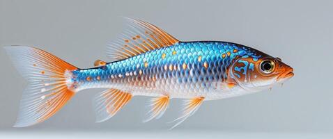 Fish with a blue and orange body and white spots photo