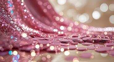 Shimmering Pink Sequins Textures and Reflections in a Festive Background photo
