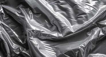 Wrinkled Plastic Wrap Texture on Black Background photo