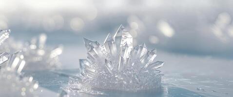 Macro Shot of Intricate Ice Crystal Formations photo