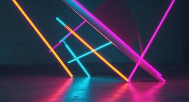 Abstract Geometric Composition with Neon Lighting and Vivid Colors photo