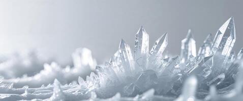Macro Shot of Intricate Ice Crystal Formations. photo