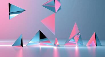 Abstract geometric shapes on a pink background photo