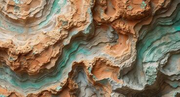 A close up of a rock wall with different colors photo